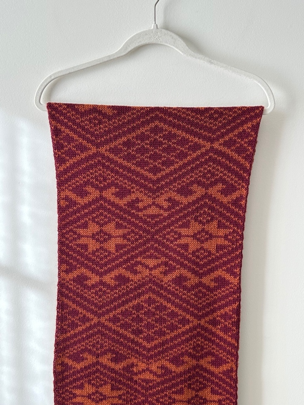 Made In Peru Alpaca Rust & Burgundy Oversized Scarf - Picture 6 of 16